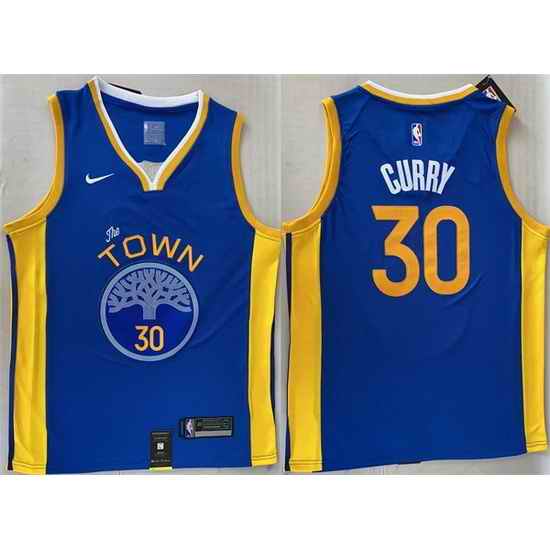 Men Golden State Warriors 30 Stephen Curry Royal Stitched Jersey